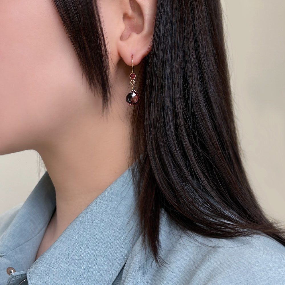 K18 レッドサファイア トルマリン ピアス