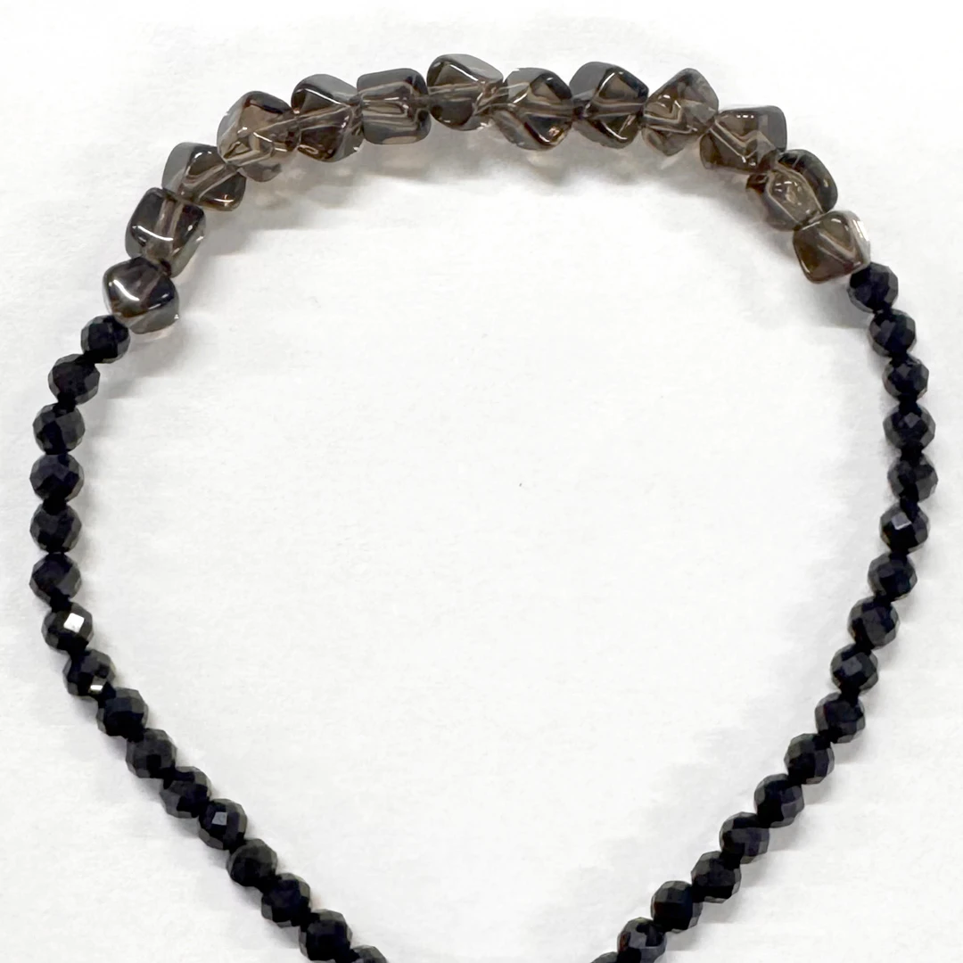 カラーで選ぶコードブレスレット(黒)スモーキークォーツ×オニキス【Fortune Stone Table】