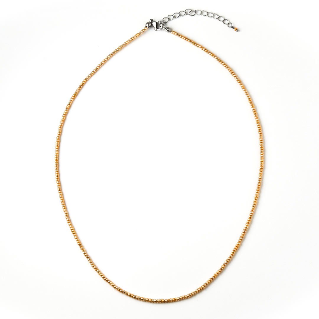 カラーで選ぶラウンドネックレス (2mm)　淡水パール･ゴールド【Fortune Stone Table】