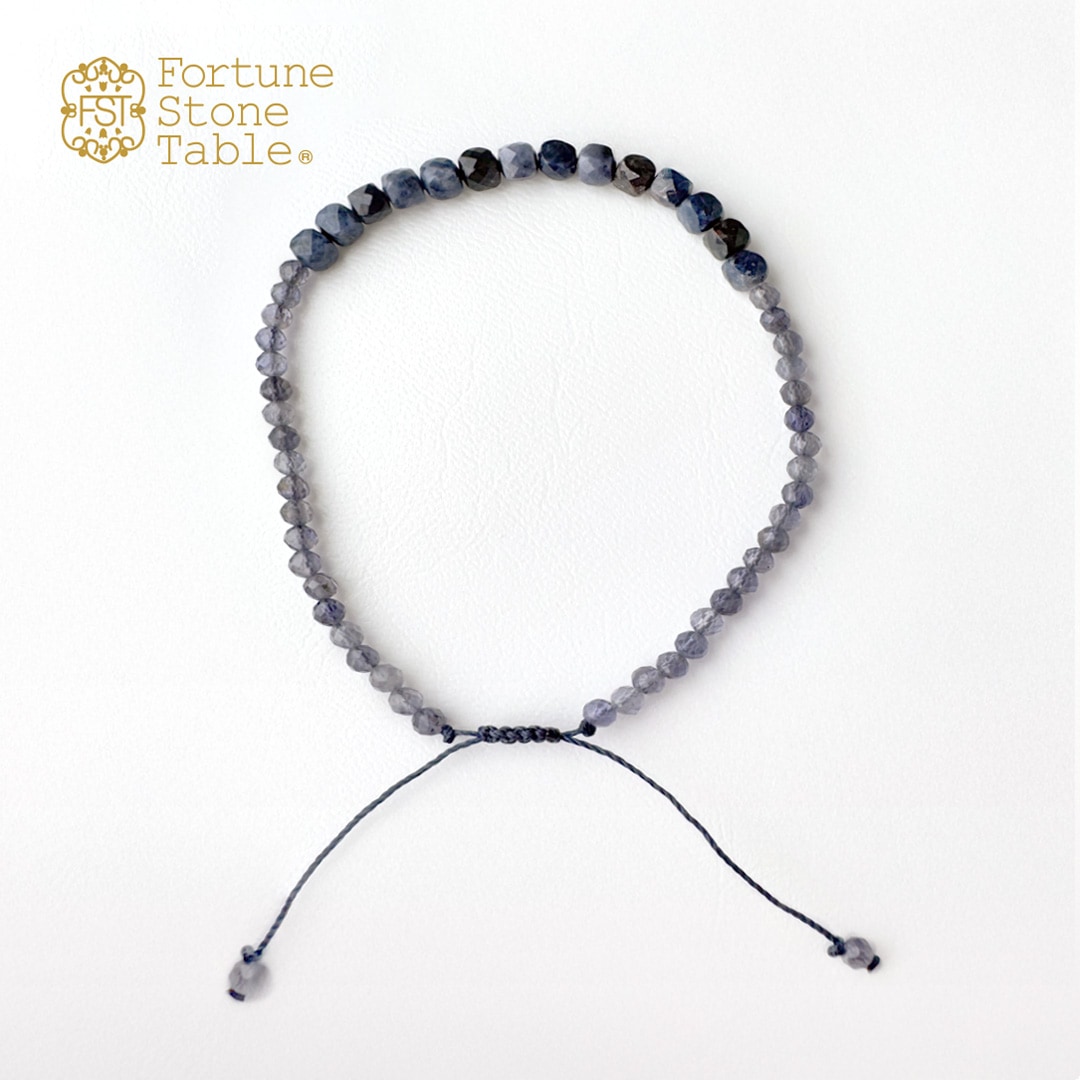 カラーで選ぶコードブレスレット(青)ブルーサファイア×アイオライト【Fortune Stone Table】