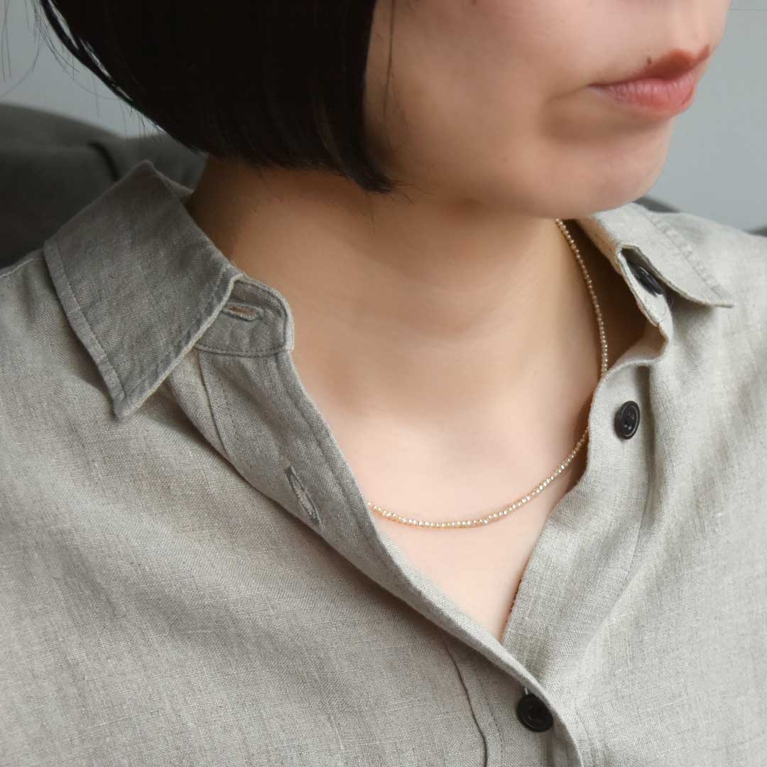 カラーで選ぶラウンドネックレス (2mm)　淡水パール･オレンジ【Fortune Stone Table】