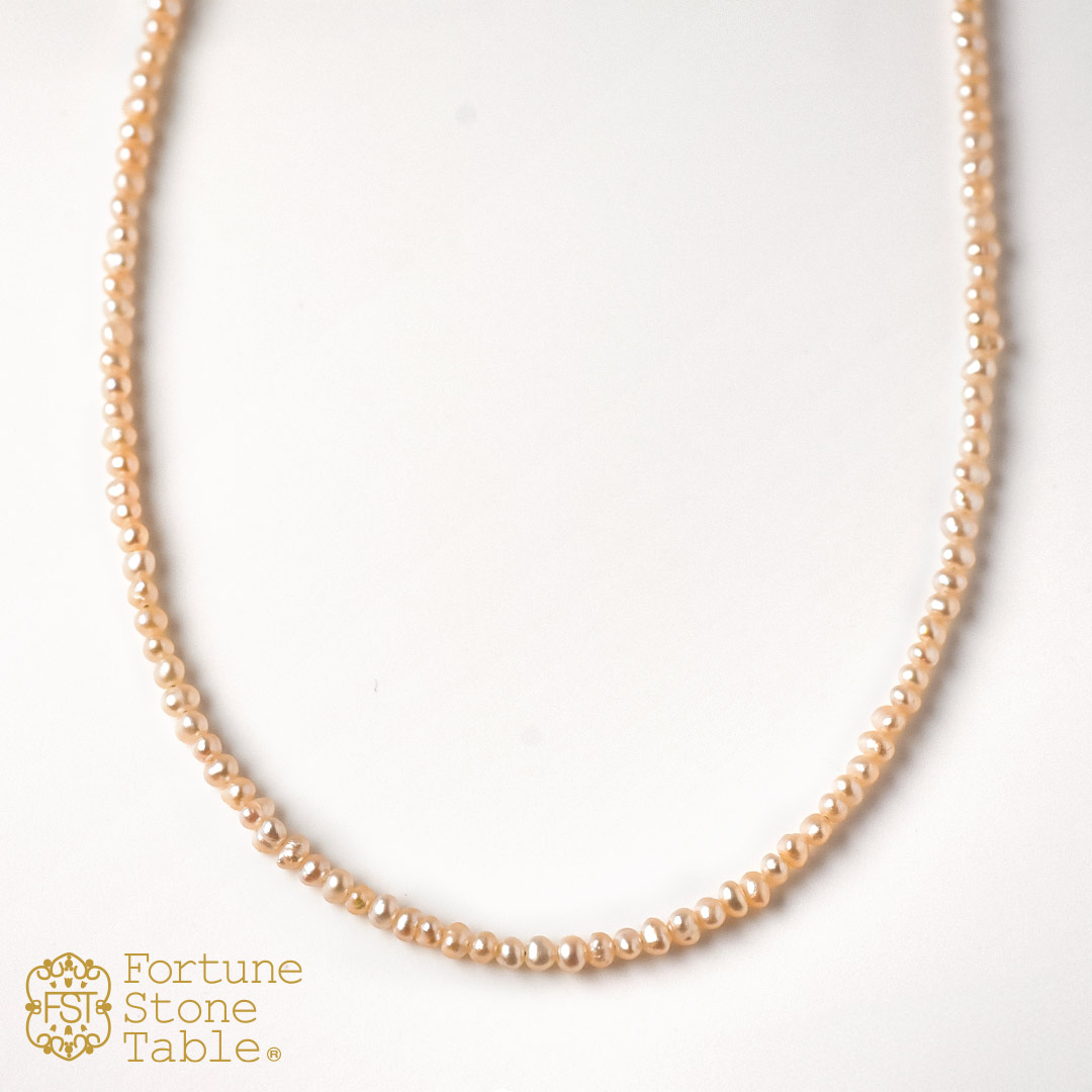 カラーで選ぶラウンドネックレス (2mm)　淡水パール･オレンジ【Fortune Stone Table】