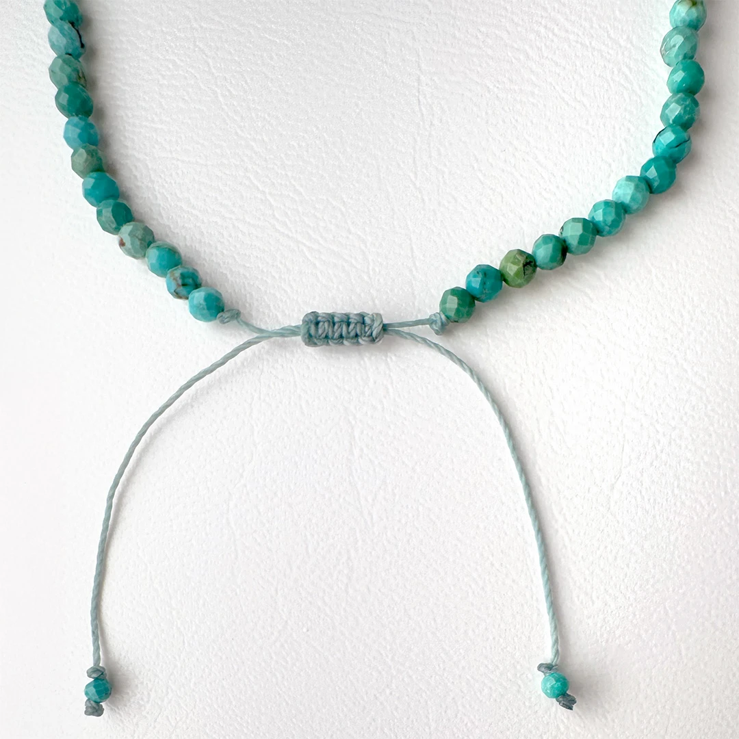 カラーで選ぶコードブレスレット(青)アクアマリン×ターコイズ【Fortune Stone Table】