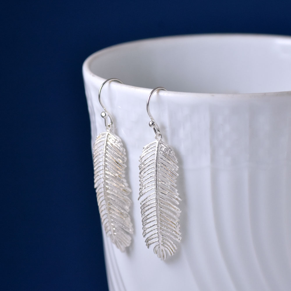 シルバー925 ハンドメイド フェザー ピアス