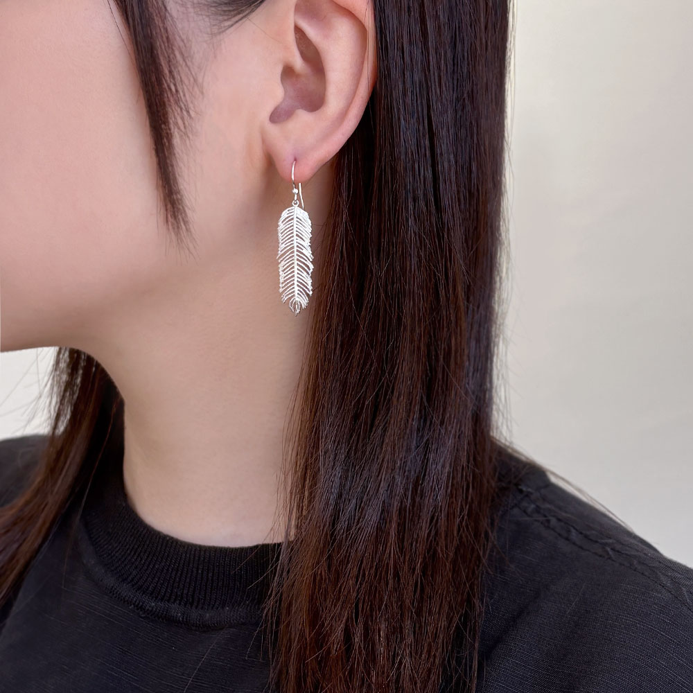 シルバー925 ハンドメイド フェザー ピアス