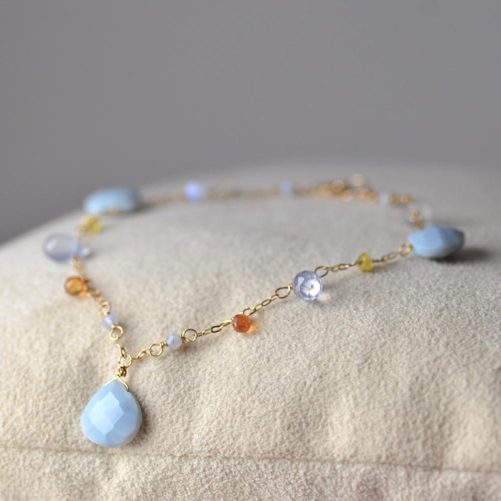 さんオーダー　K18 はちばちL　シーブルーカルセドニーPD Tommyさんオーダー K18 はちばちL シーブルーカルセドニーPD