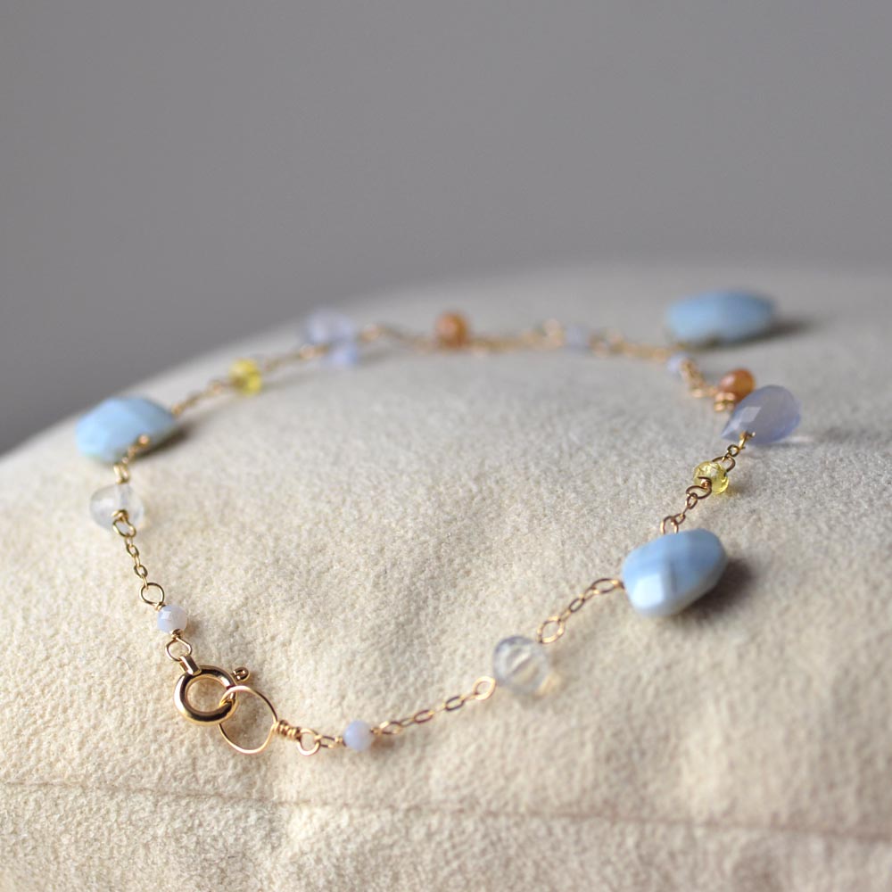 K18 ブルーオパール ブルーカルセドニー フェルスパー ブレスレット
