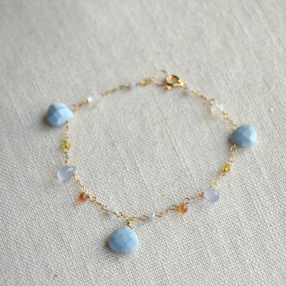 K18 ブルーオパール ブルーカルセドニー フェルスパー ブレスレット