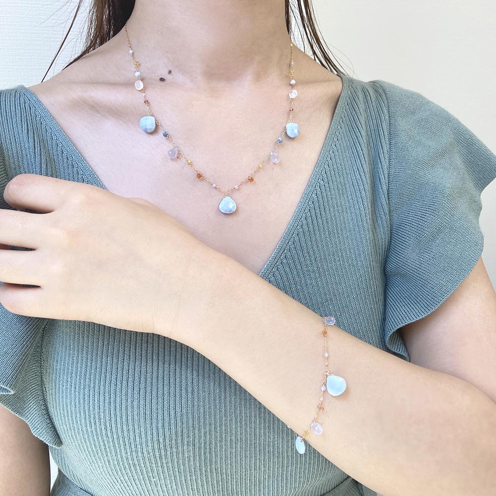 K18 ブルーオパール ブルーカルセドニー フェルスパー ブレスレット