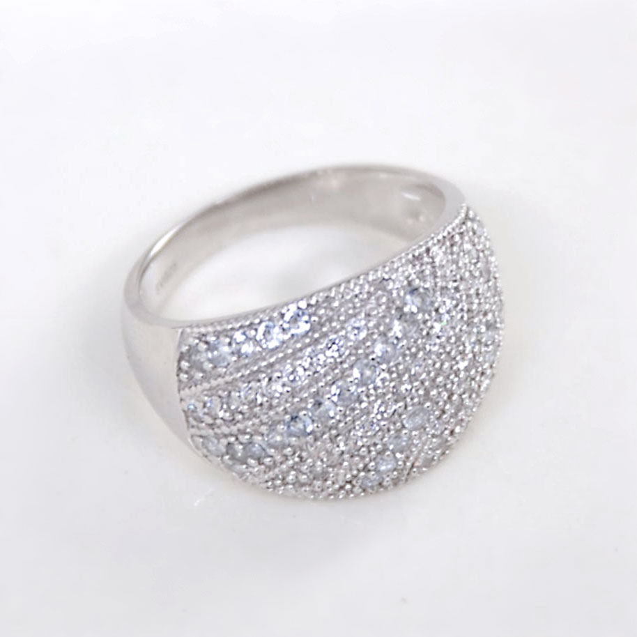 SV925 シェル風デザイン キュービックジルコニア(ライトブルー) リング [ゴールドカラー・シルバーカラー]