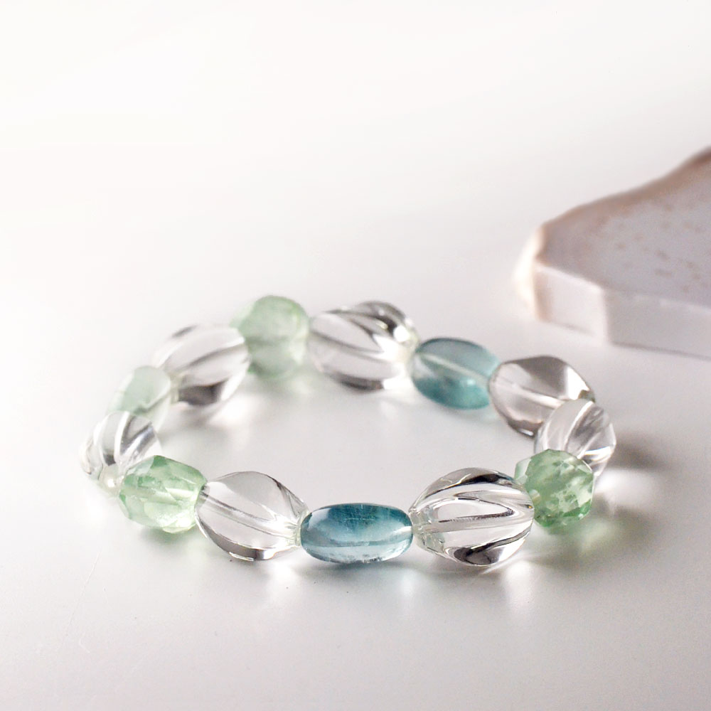 クォーツ フローライト ゴムブレス