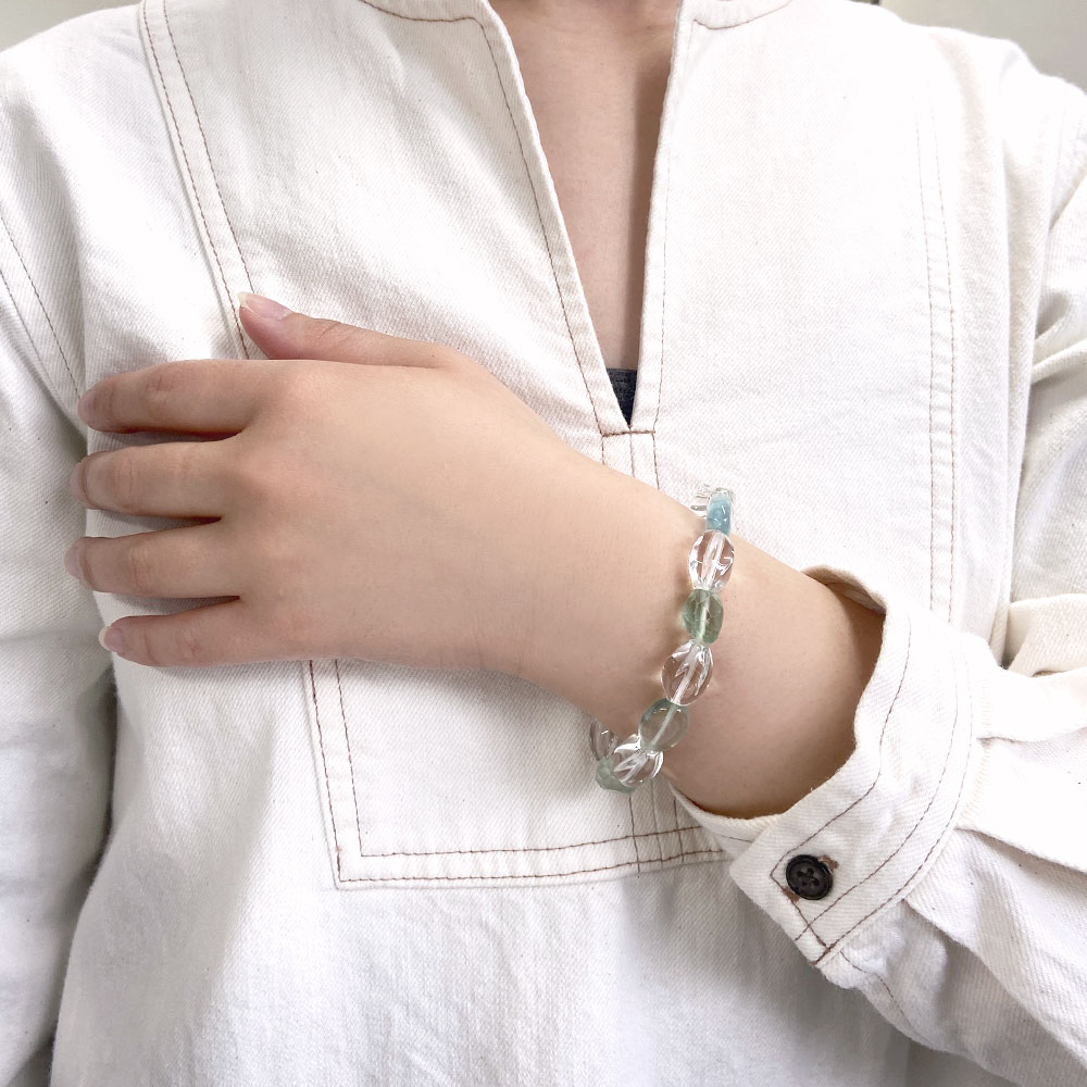 クォーツ フローライト ゴムブレス