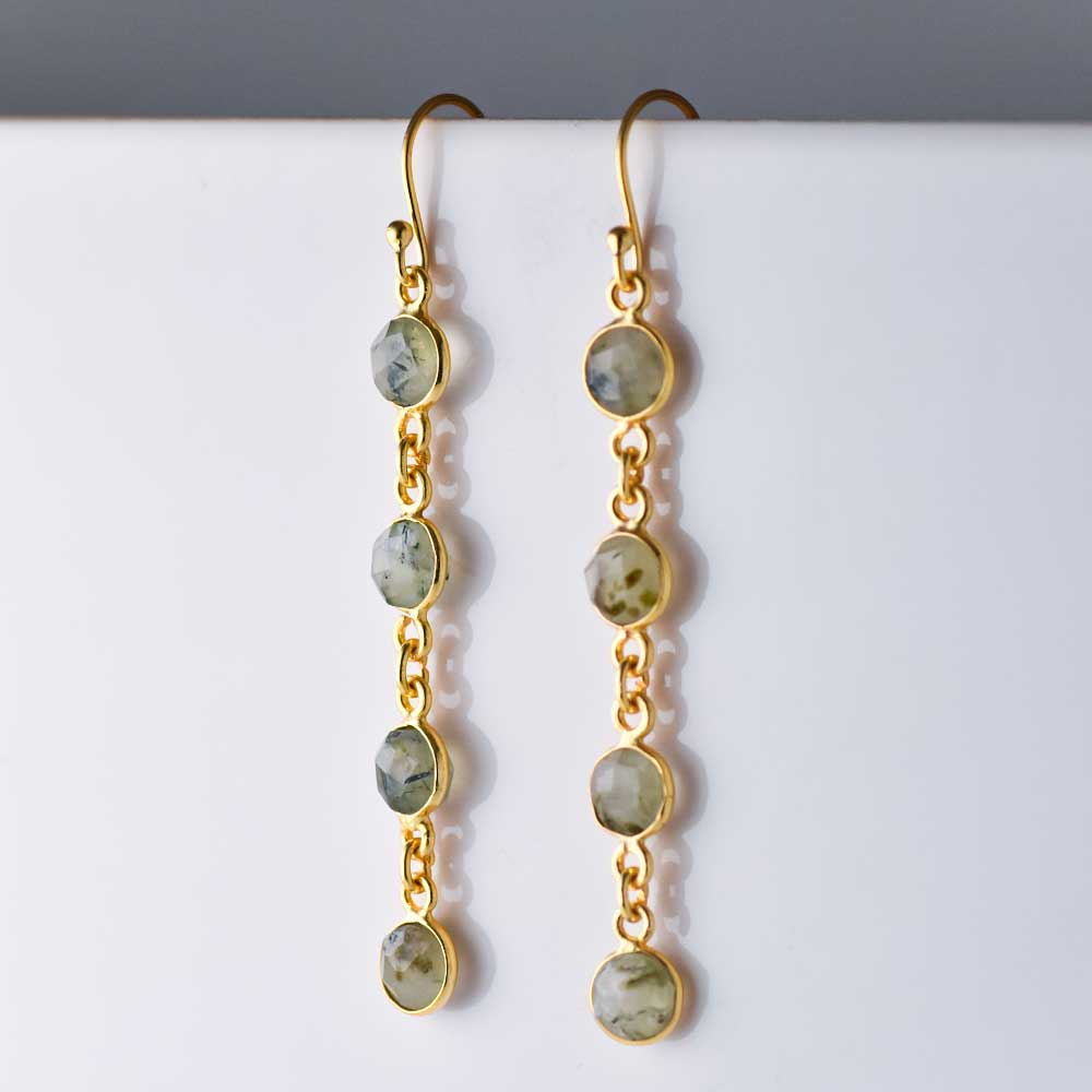 SVストーンベゼルイヤリング･ピアス　プレナイト　【Fortune Stone Table】