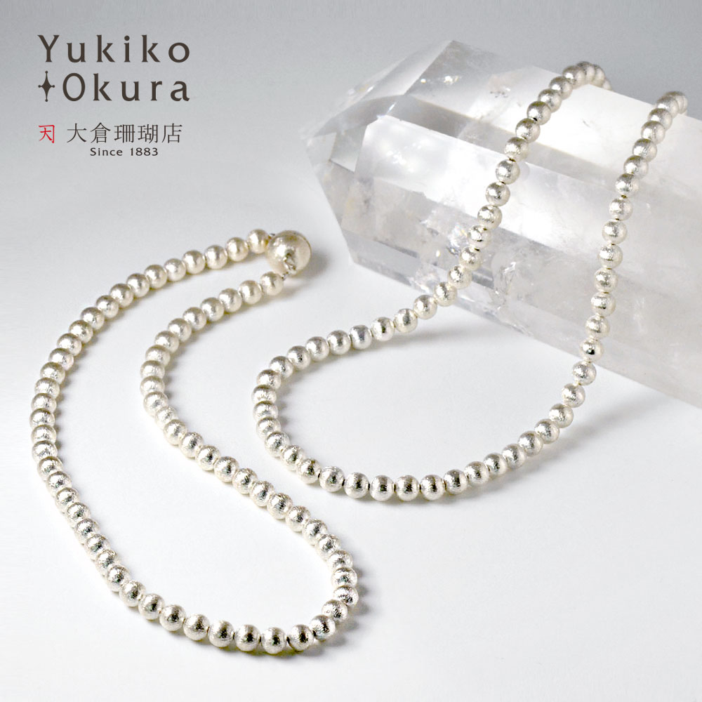 シルバー925 アラシ仕上げ 6mmボール ネックレス