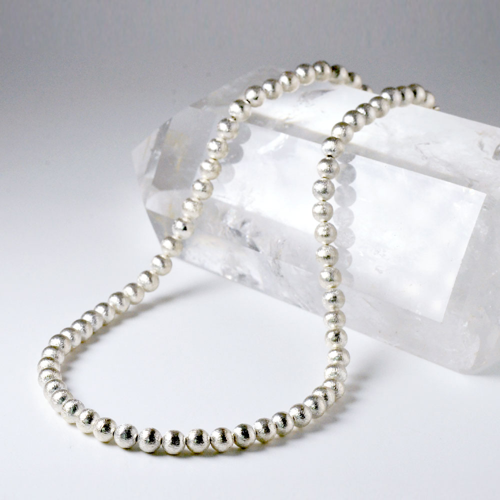 シルバー925 アラシ仕上げ 6mmボール ネックレス