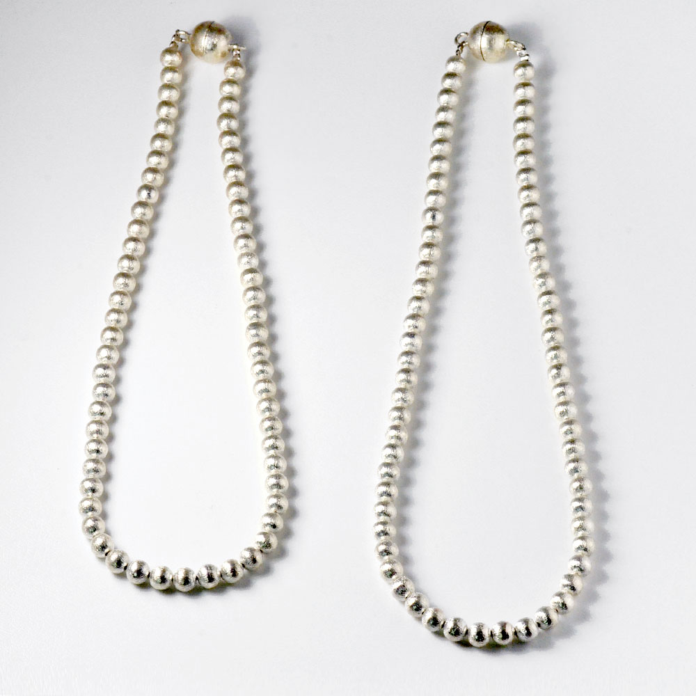 シルバー925 アラシ仕上げ 6mmボール ネックレス