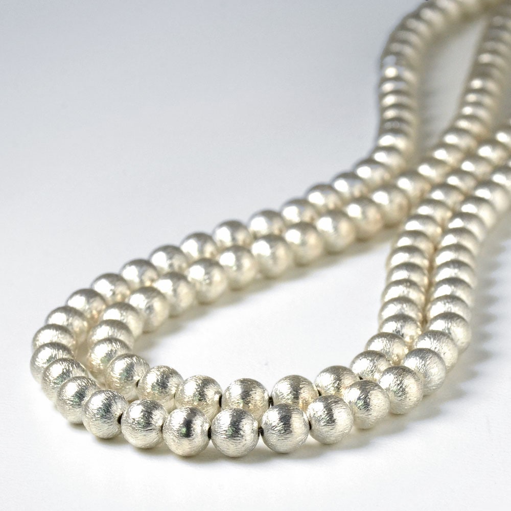 シルバー925 アラシ仕上げ 6mmボール ネックレス