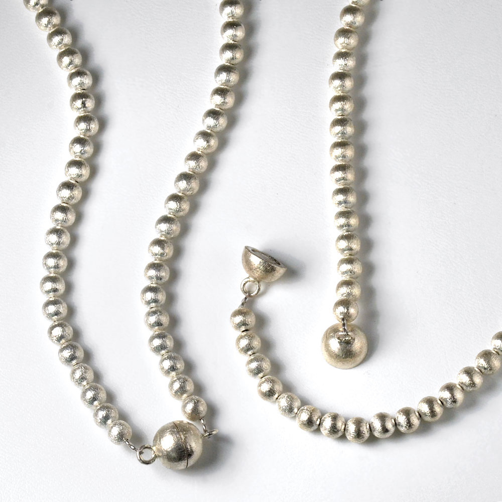 シルバー925 アラシ仕上げ 6mmボール ネックレス