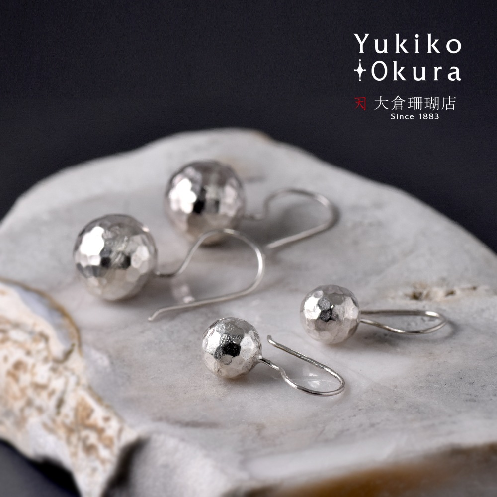 シルバー925 ハンドメイド カットボール ピアス