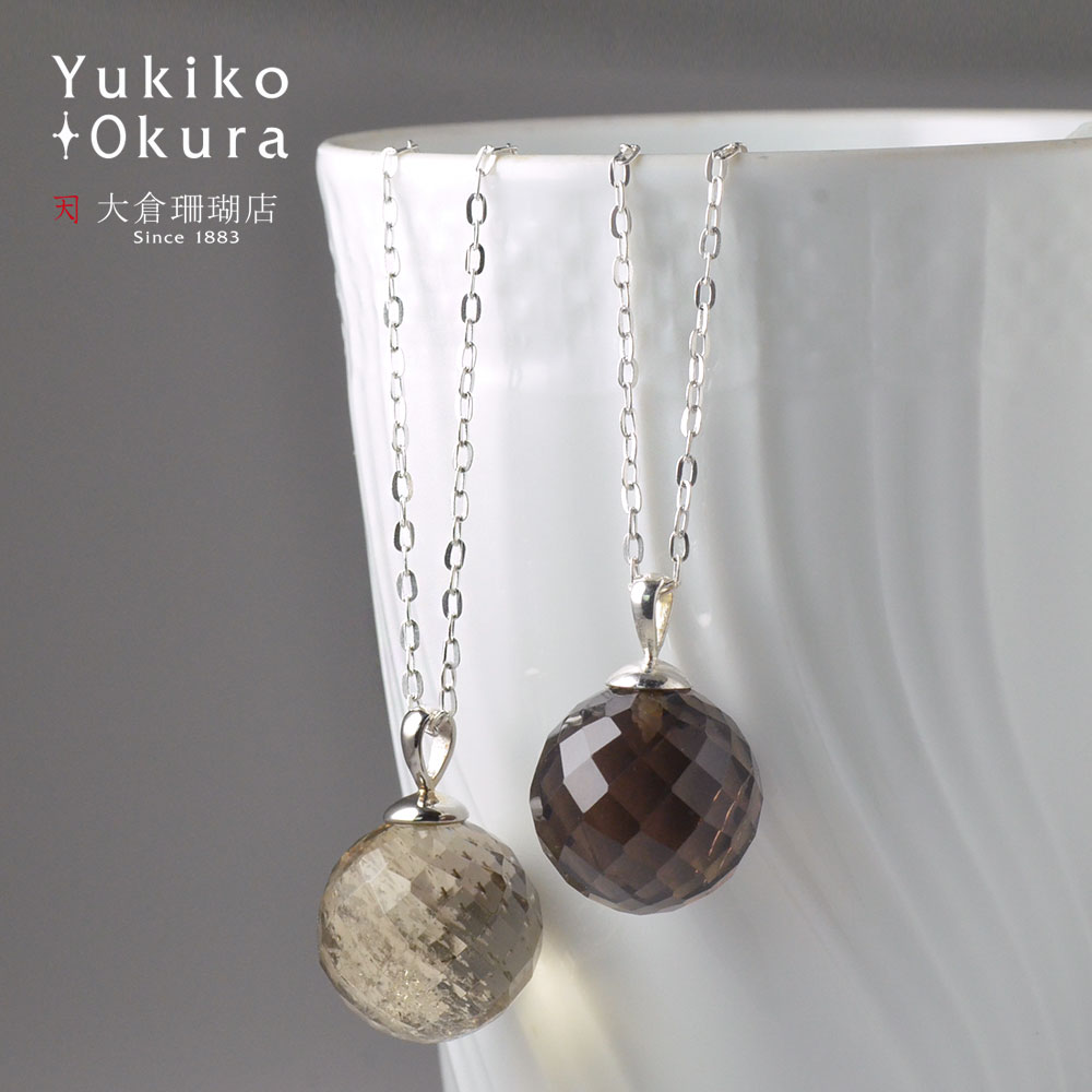 SV925 スモーキークォーツ 約20mm丸珠トップ+チェーン