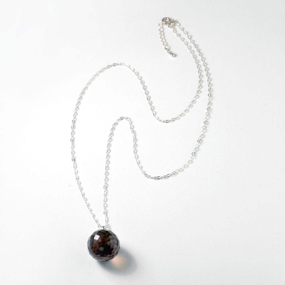 SV925 スモーキークォーツ 約20mm丸珠トップ+チェーン