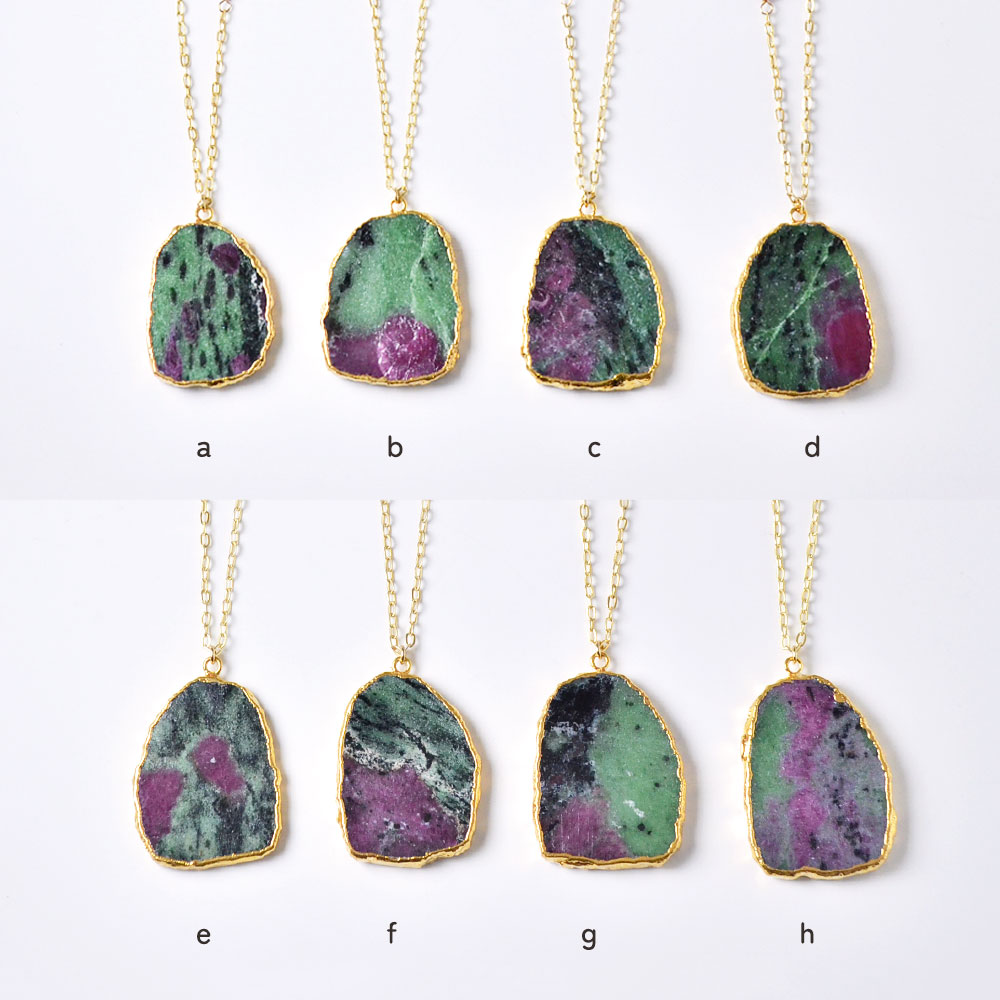 シルバー925(ゴールド仕上げ) ルビーインゾイサイト ルビー トルマリン ペンダントネックレス