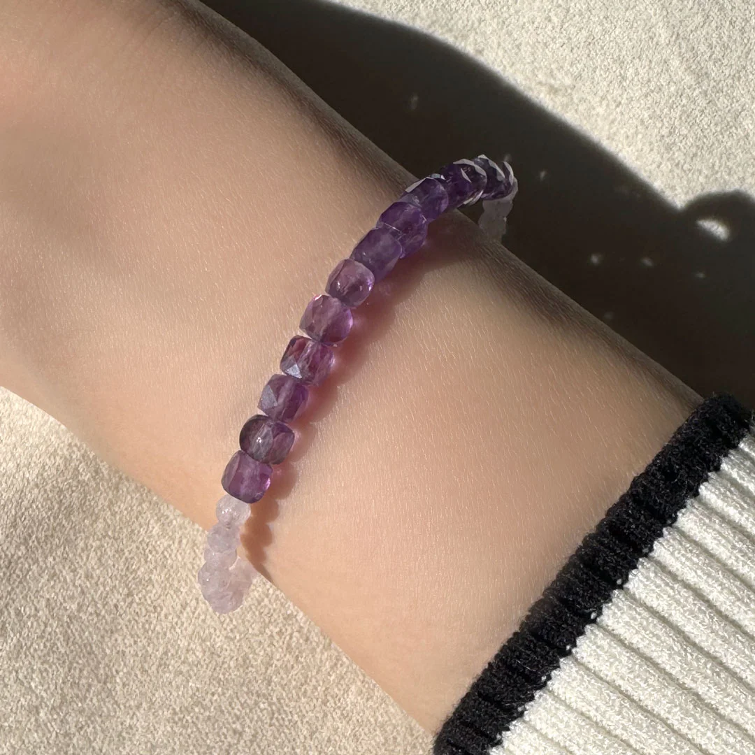 カラーで選ぶコードブレスレット（紫）アメシスト×ラベンダーアメシスト【Fortune Stone Table】