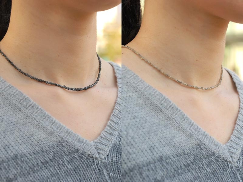 K10 ブラック・ブラウン ダイヤモンド さざれネックレス