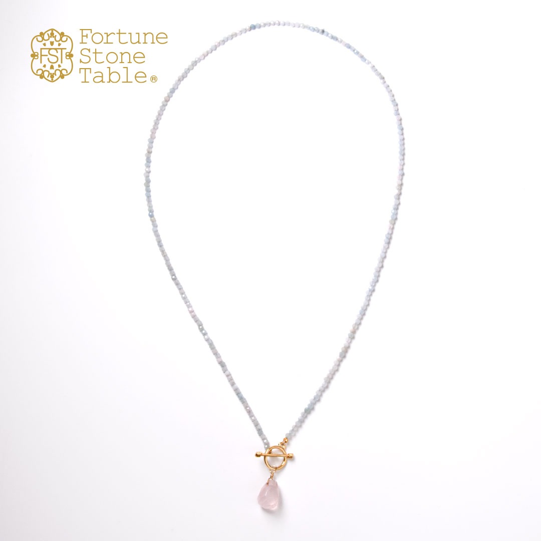 TWOtone stones ネックレス　アクアマリン×ローズクォーツ【Fortune Stone Table】
