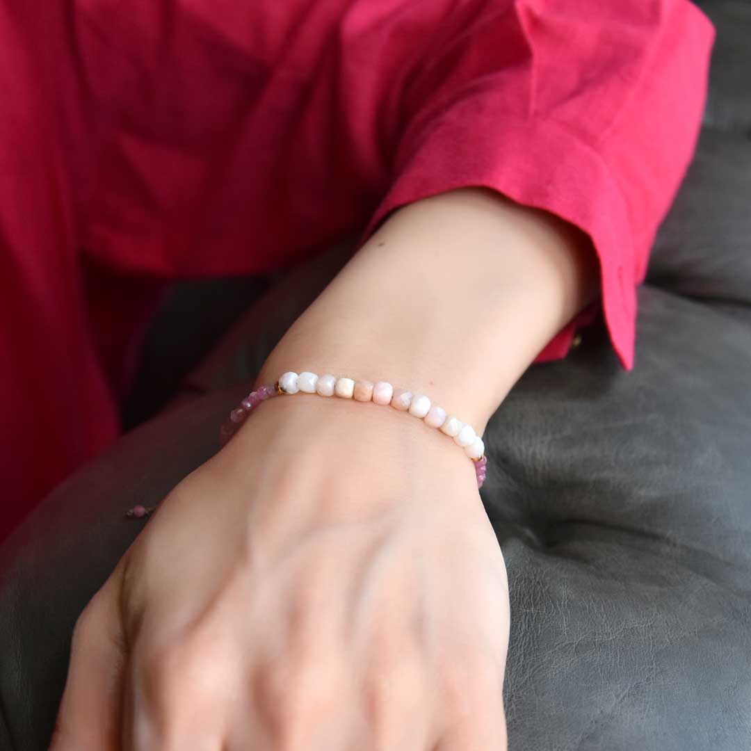 TWOtone stones ブレスレット　ピンクオパール×ピンクトルマリン【Fortune Stone Table】