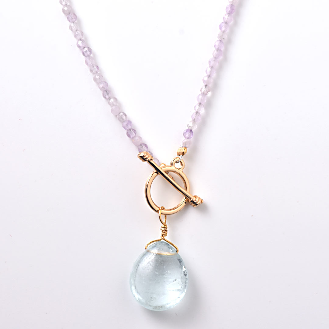 TWOtone stones ネックレス　ラベンダーアメシスト×アクアマリン【Fortune Stone Table】
