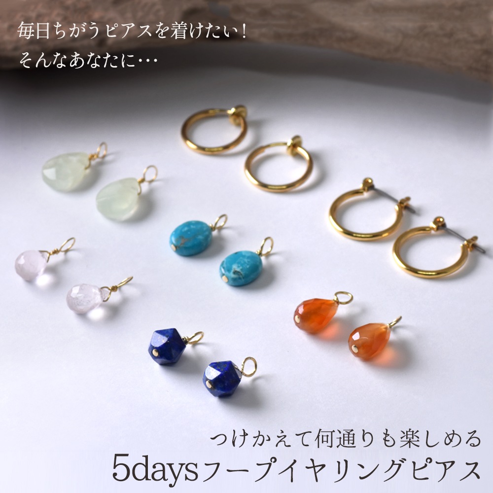 つけかえて何通りも楽しめる 5days フープイヤリング ピアス(フープ15mm)　