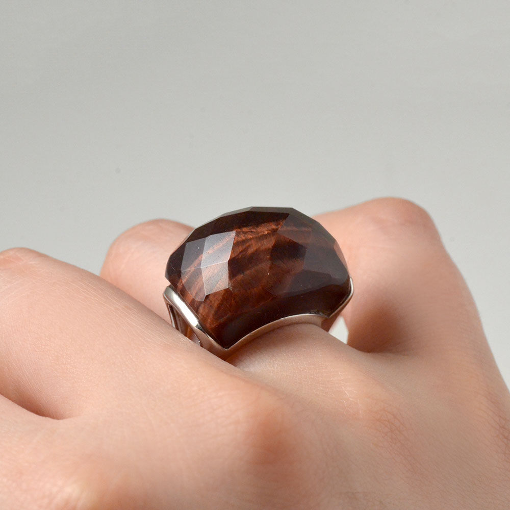 SV925 カーネリアン レッドタイガーアイ オニキス 白ガラス リング