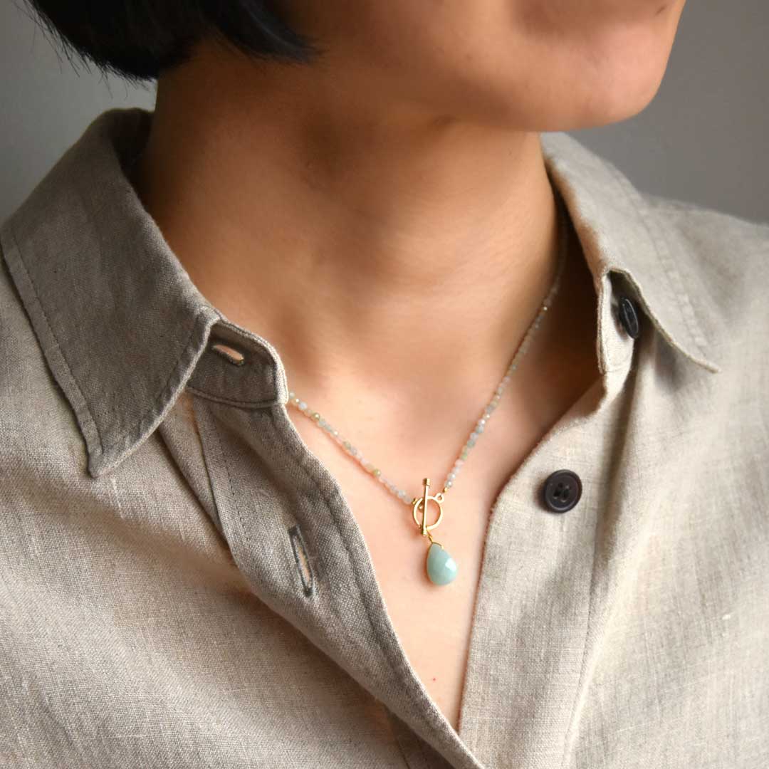 TWOtone stones ネックレス　ベリル×アマゾナイト【Fortune Stone Table】
