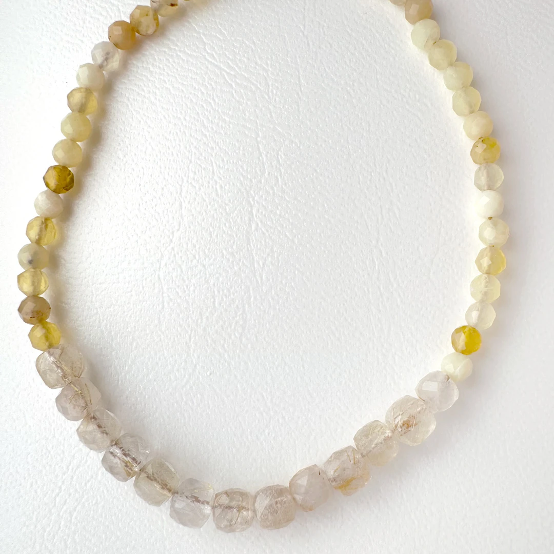 カラーで選ぶコードブレスレット(黄)ルチルクォーツ×イエローオパール【Fortune Stone Table】