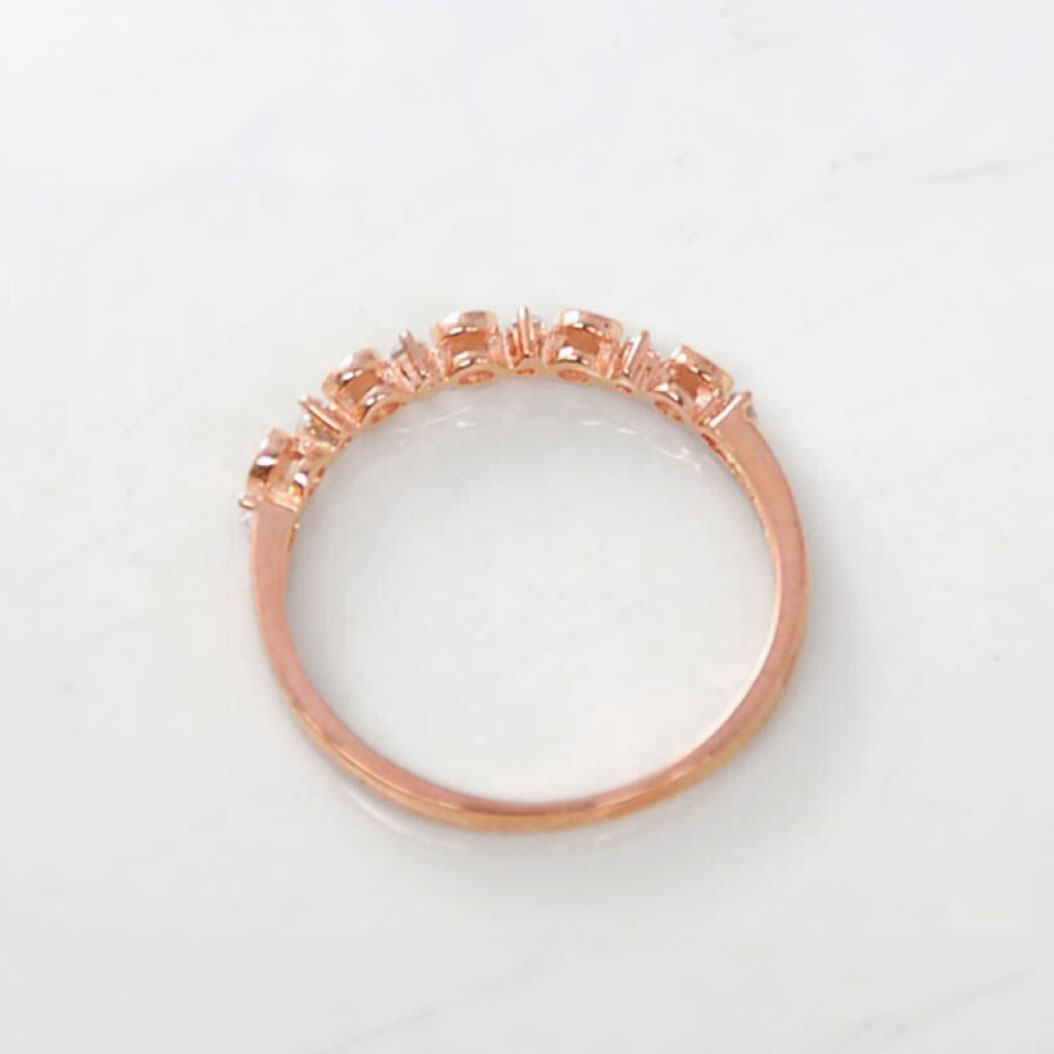 シルバー925 キュービックジルコニア 細身ラウンドリング(ピンクゴールドカラー)