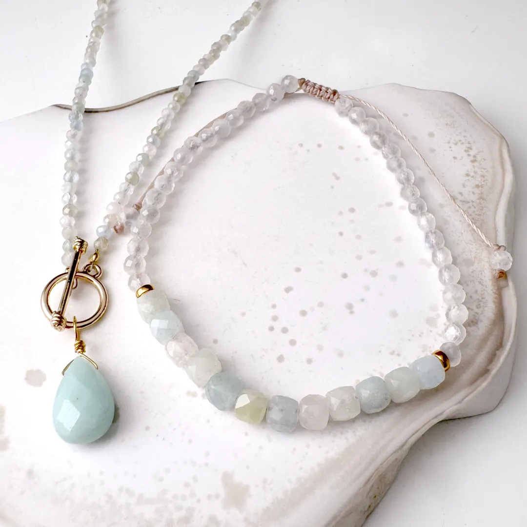 TWOtone stones ブレスレット　ベリル×レインボームーンストーン【Fortune Stone Table】