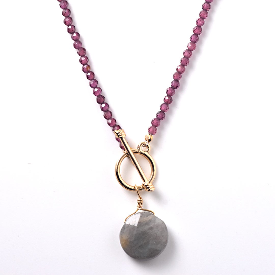TWOtone stones ネックレス　ロードライトガーネット×ラブラドライト【Fortune Stone Table】