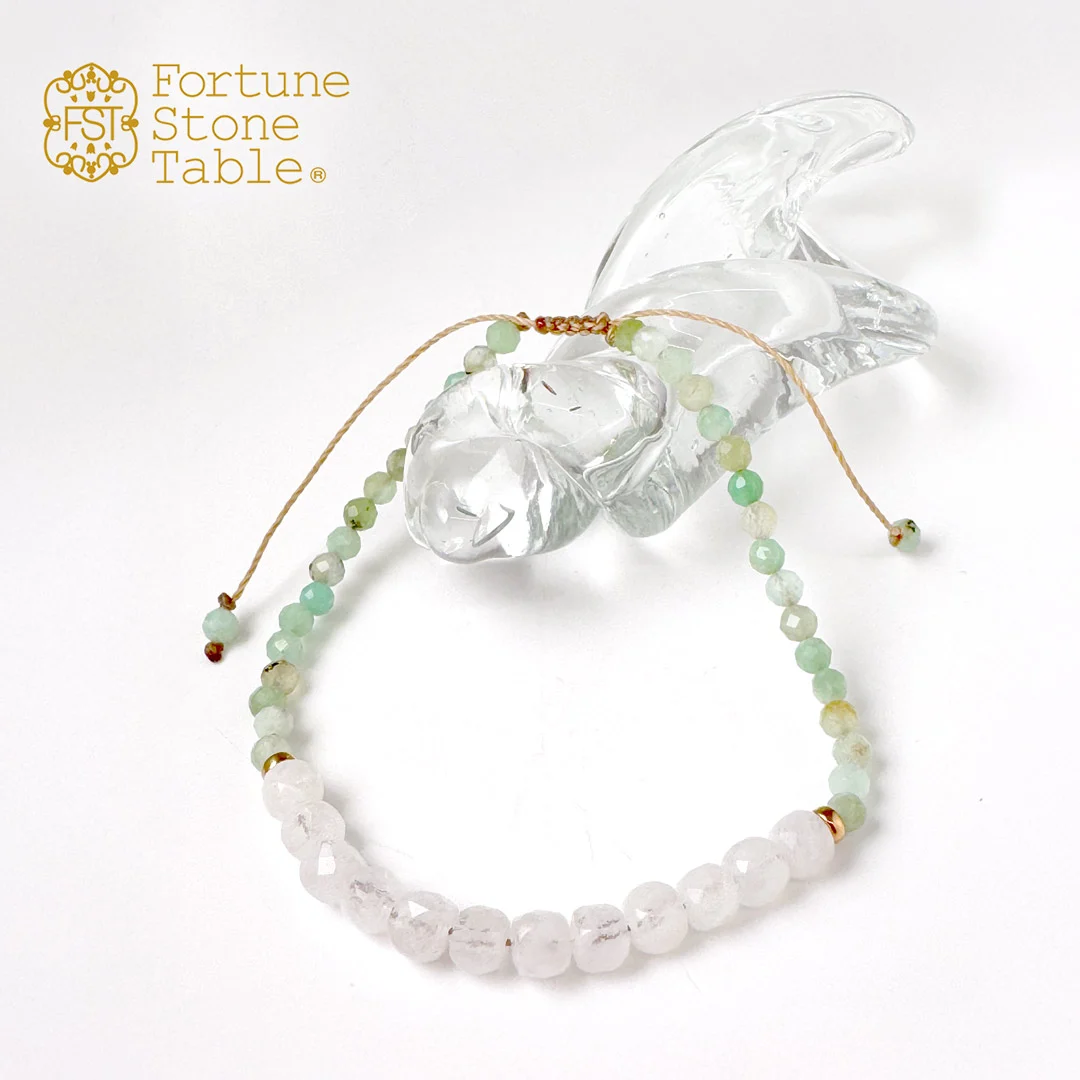 TWOtone stones ブレスレット　レインボ－ムーンストーン×クリソプレイズ【Fortune Stone Table】