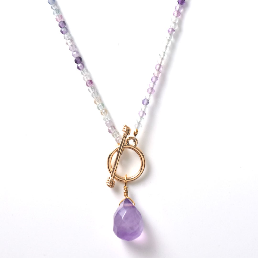 TWOtone stones ネックレス　フローライト×アメシスト【Fortune Stone Table】