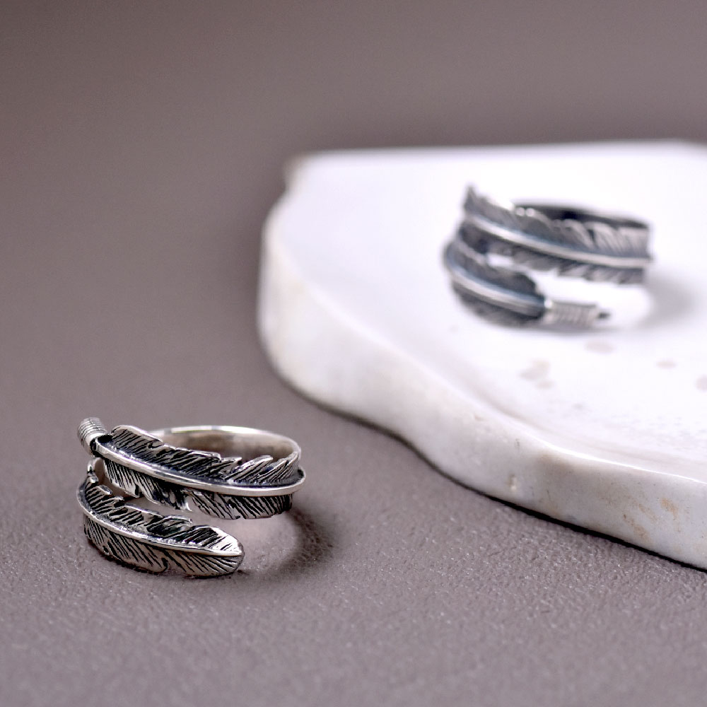 シルバー925 ハンドメイド フェザーリング