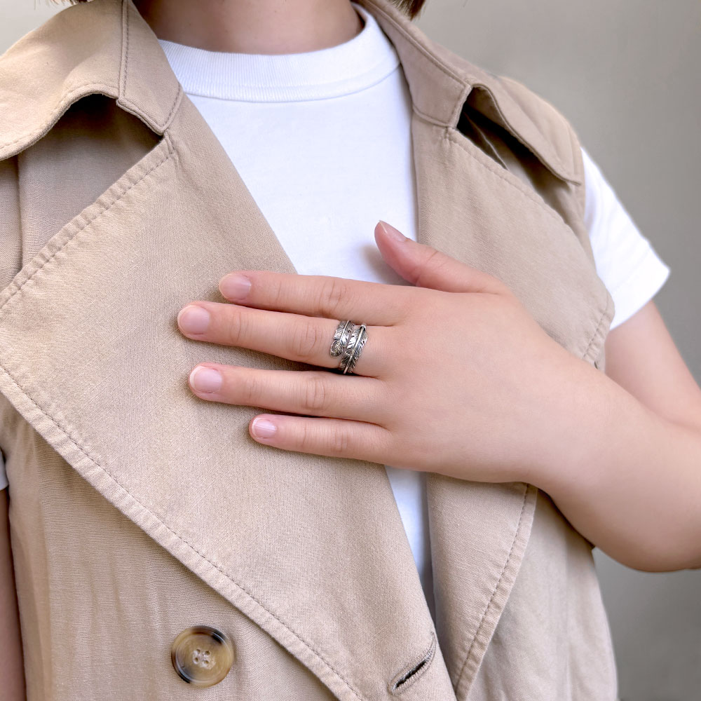 シルバー925 ハンドメイド フェザーリング