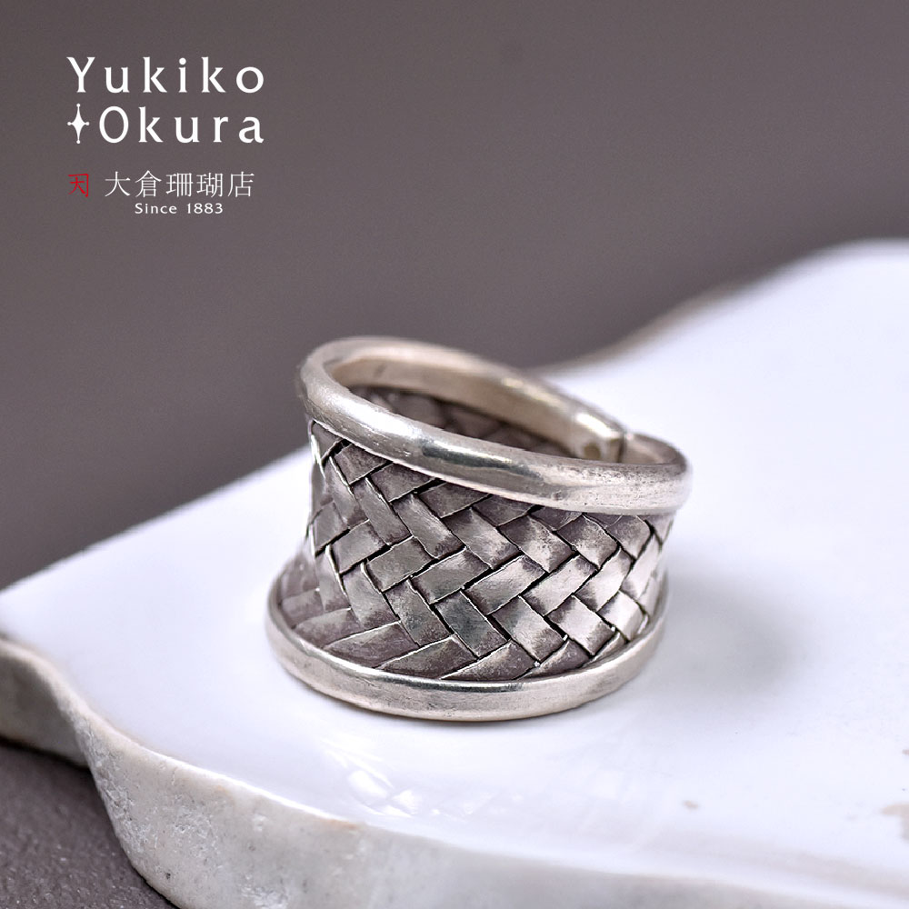 シルバー925 ハンドメイド 編みこみ コンケイプ形リング