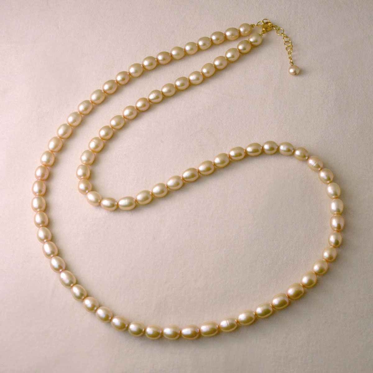淡水パール ビッグサイズ ライス 85cmネックレス(シルバー ホワイト ベージュ)　