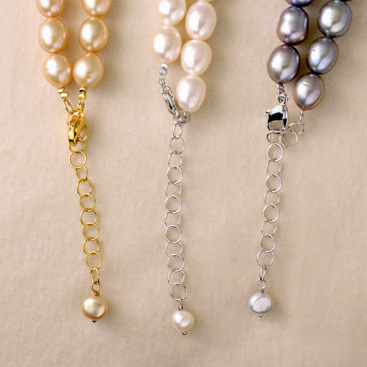 淡水パール ビッグサイズ ライス 85cmネックレス(シルバー ホワイト ベージュ)　