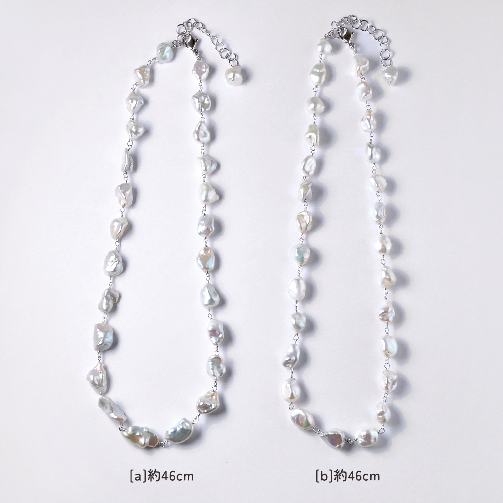 淡水パール ホワイト ケシ バロック シャンク巻きネックレス