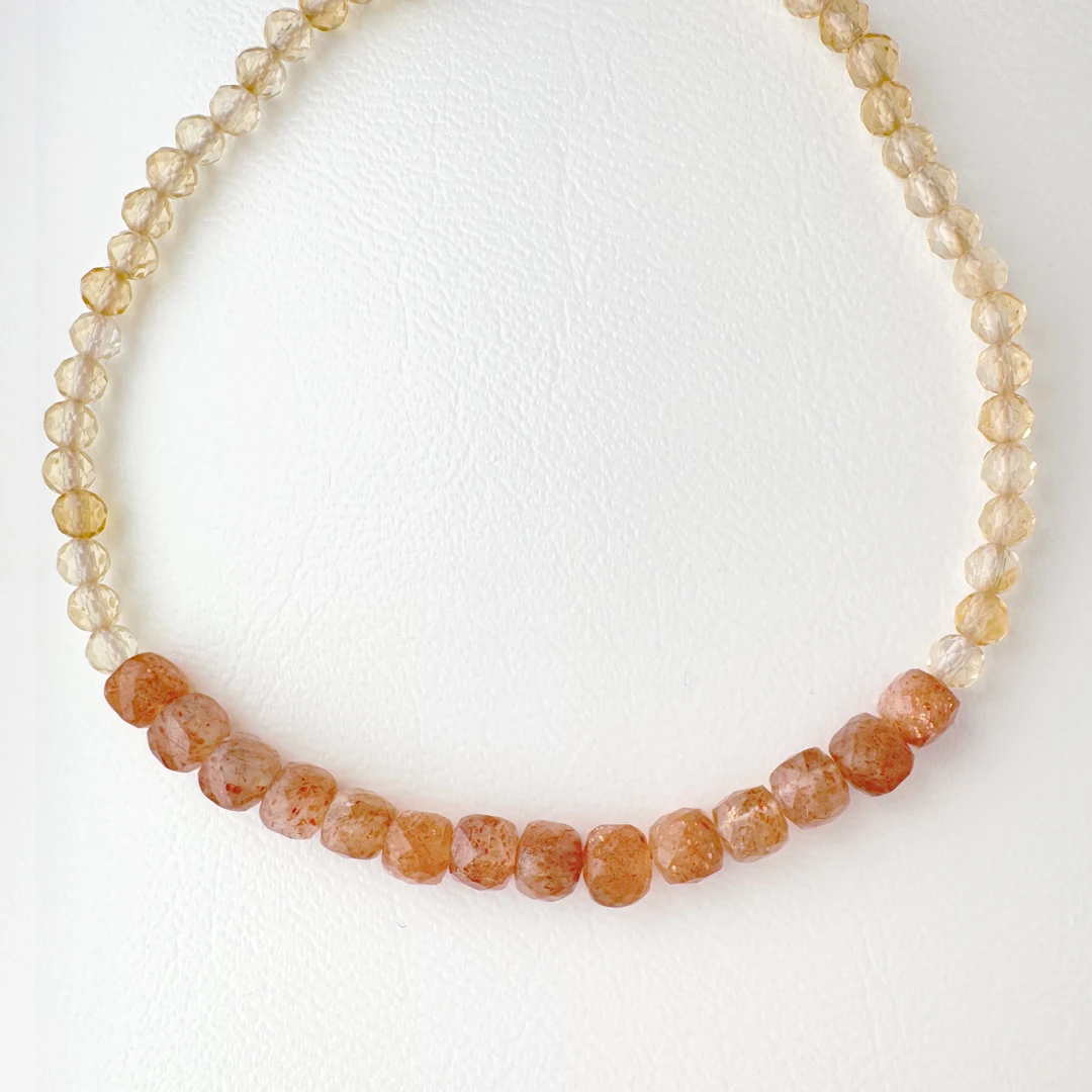 カラーで選ぶコードブレスレット（オレンジ）サンストーン×シトリン【Fortune Stone Table】