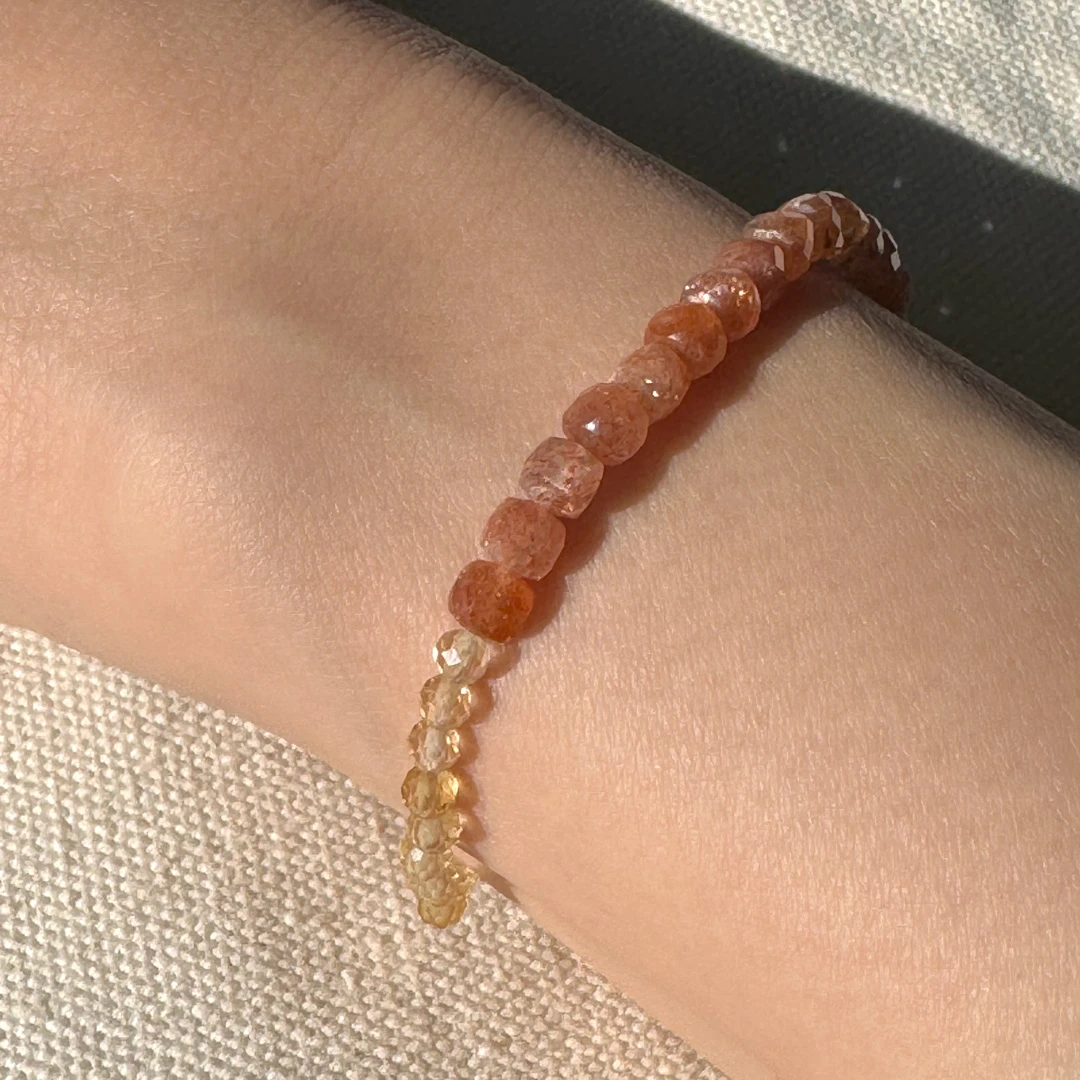 カラーで選ぶコードブレスレット（オレンジ）サンストーン×シトリン【Fortune Stone Table】