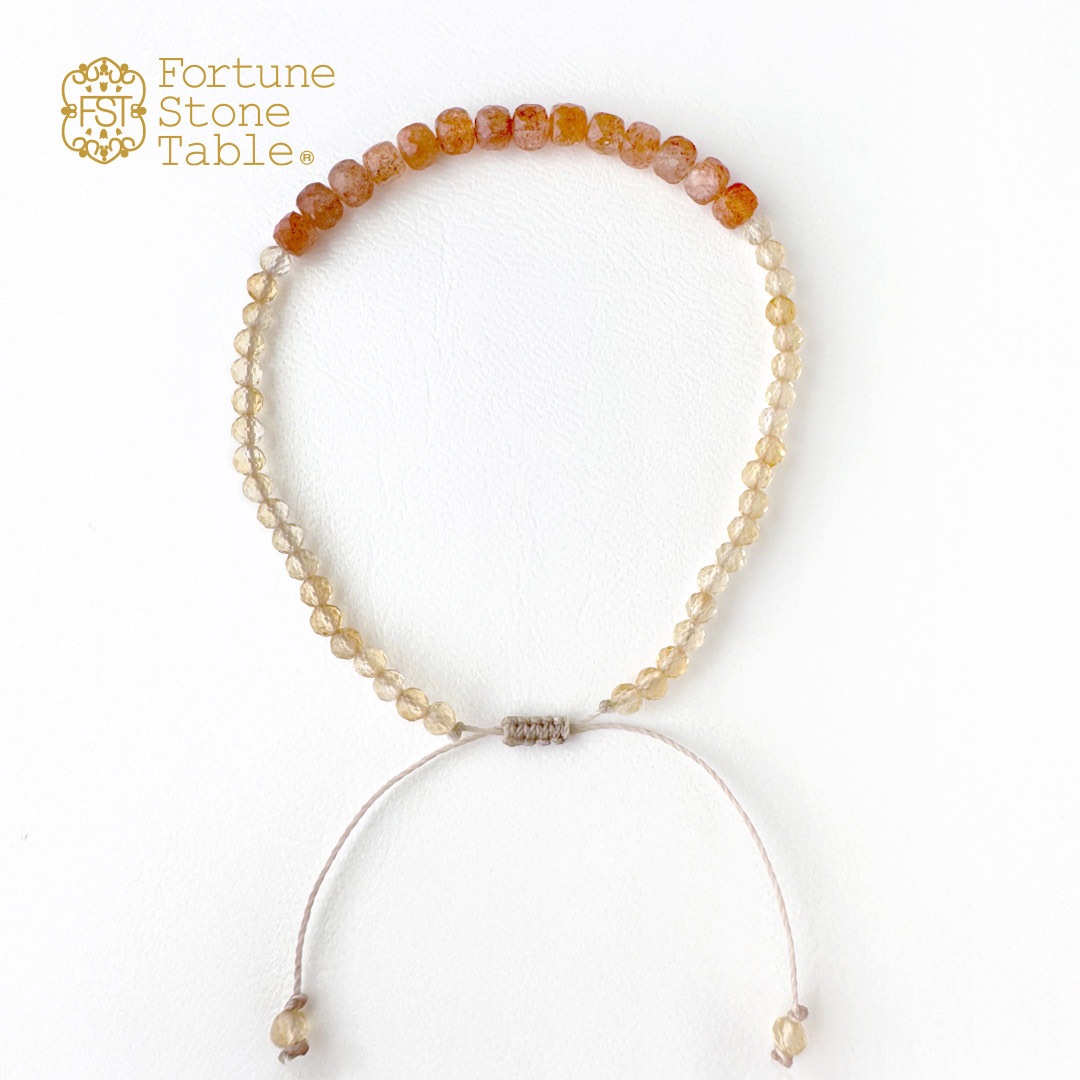カラーで選ぶコードブレスレット（オレンジ）サンストーン×シトリン【Fortune Stone Table】