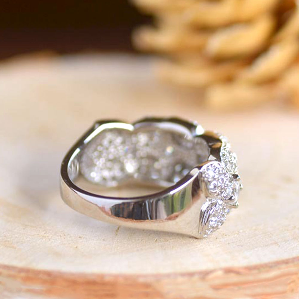 SV925 キュービックジルコニア フラワー リング(シルバー)